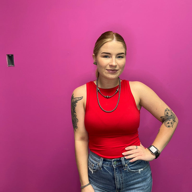 Red Tank Top Bodysuit - Country Lace Boutique