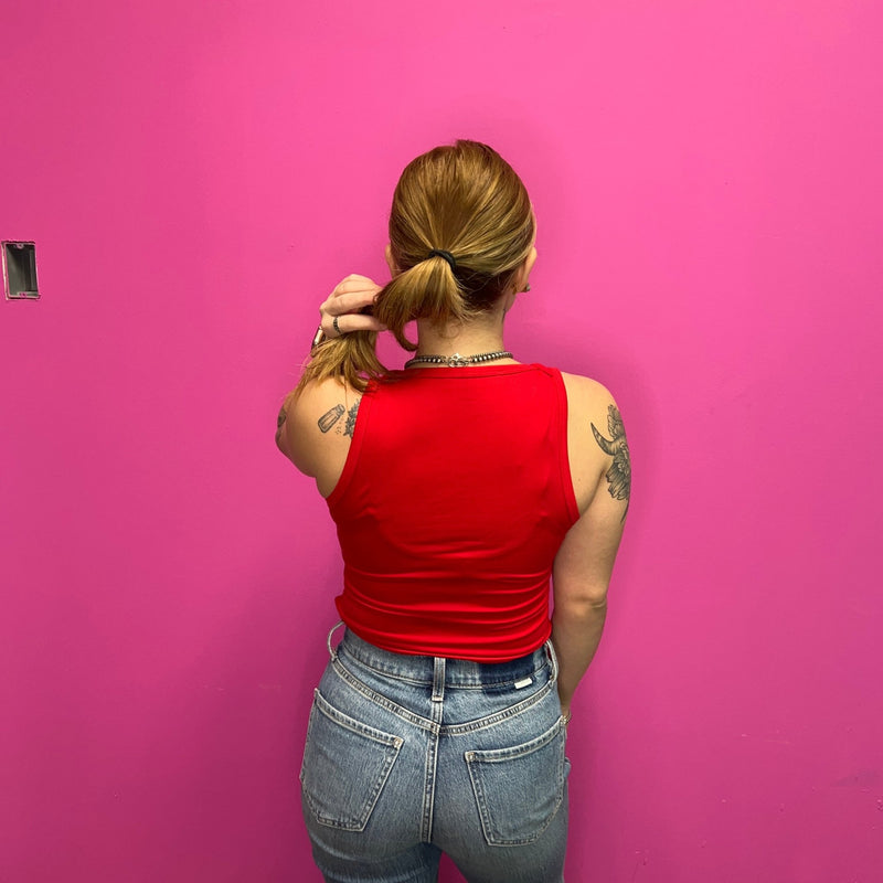 Red Tank Top Bodysuit - Country Lace Boutique