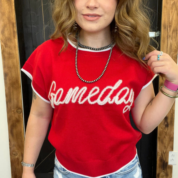 Red & White Gameday Sweater Vest - Country Lace Boutique