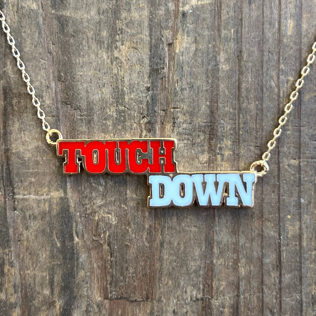 Red & White Touch Down Gold Fashion Necklace - Country Lace Boutique