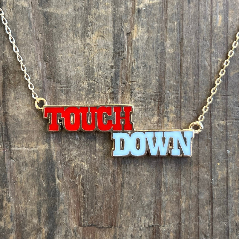 Red & White Touch Down Gold Fashion Necklace - Country Lace Boutique