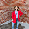 Red With Animal Print Lined Blazer - Country Lace Boutique