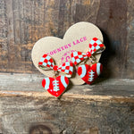 redandwhitecheckeredfootballearring
