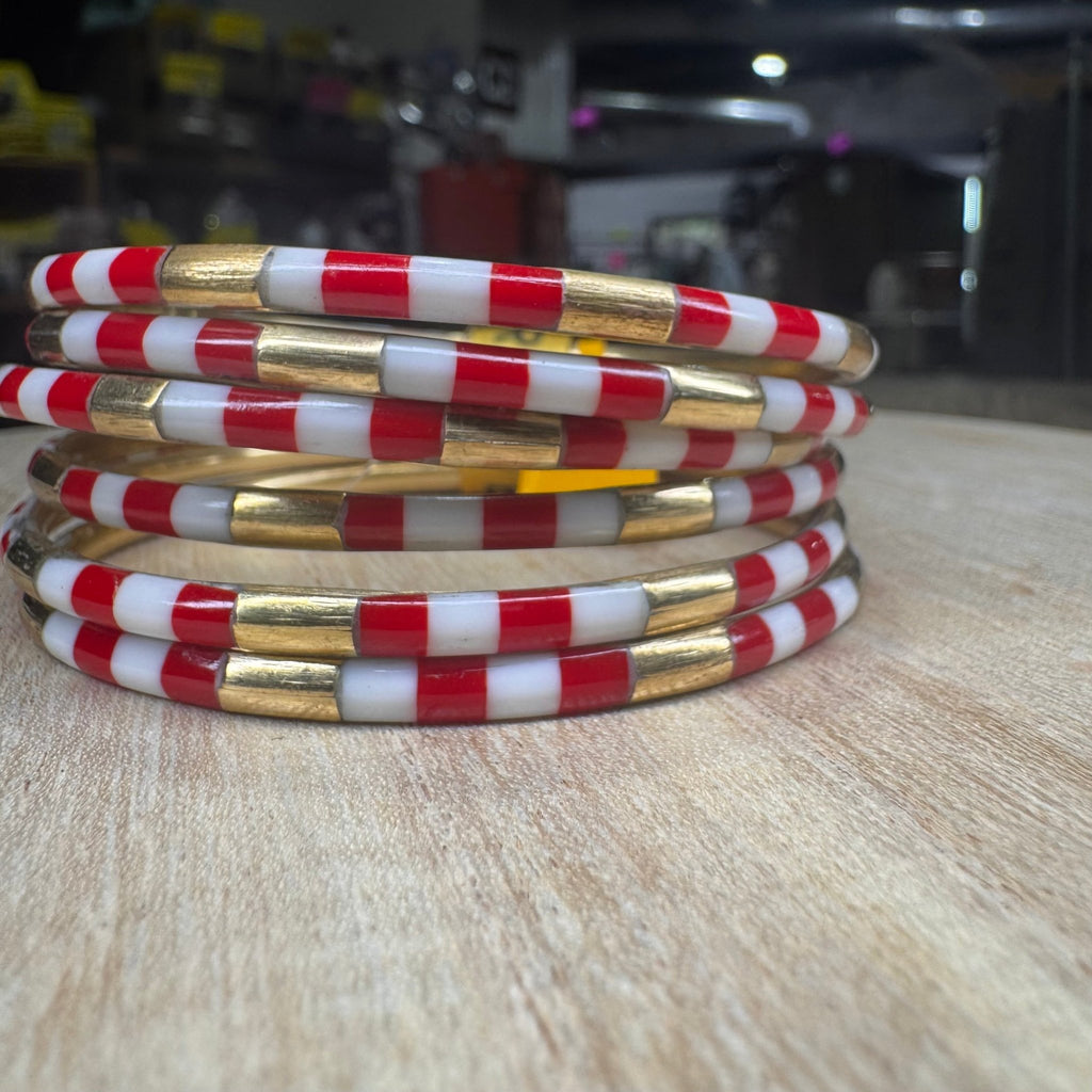 Red/White Veda Bangles - Set of 6 - Country Lace Boutique