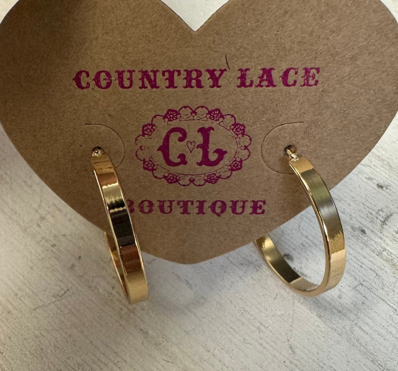 Regular Basic Gold Hoop Post Fashion Earrings - Country Lace Boutique