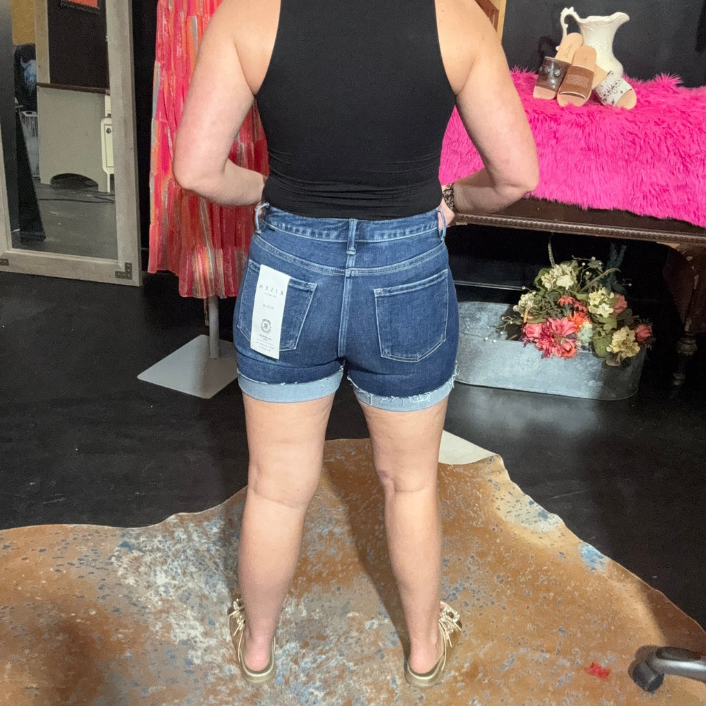 Risen High Rise Cuffed Dark Shorts - Country Lace Boutique