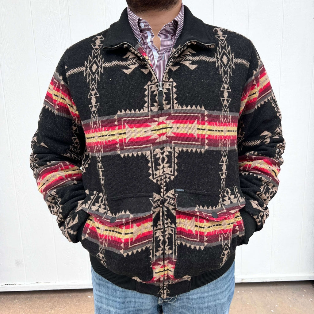Rock & Roll Black Aztec Jacquard Bomber Jacket - Country Lace Boutique
