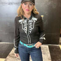 Rodeo Quincy Veronica Black Button up Long Sleeve Top - Country Lace Boutique