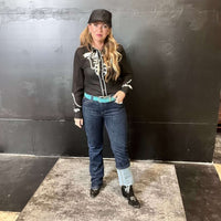 Rodeo Quincy Veronica Black Button up Long Sleeve Top - Country Lace Boutique