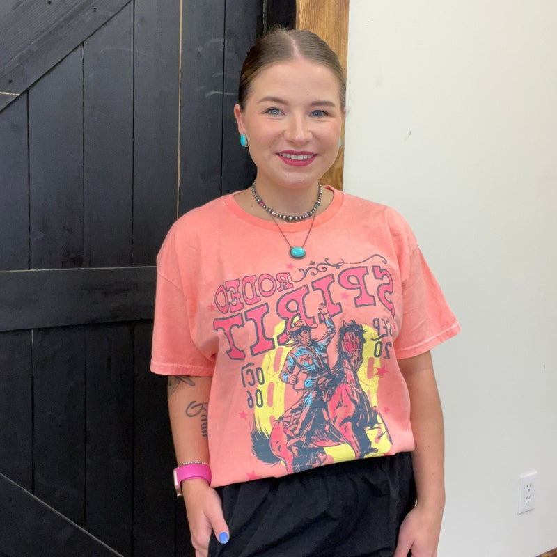 Rodeo Spirit Contest Peach T Shirt - Country Lace Boutique