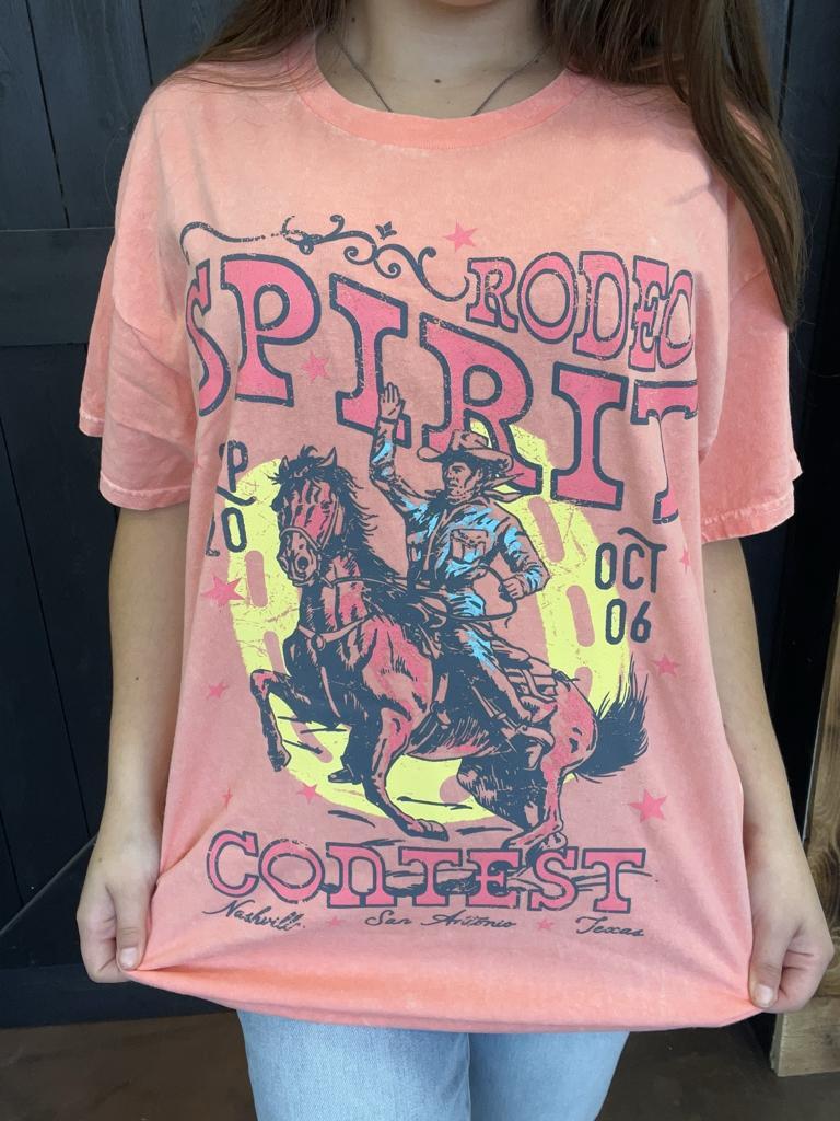 Rodeo Spirit Contest Peach T Shirt - Country Lace Boutique