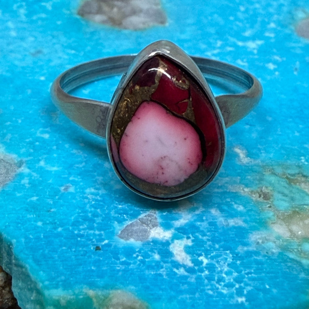 Rose Dahlia Tear Drop Sterling Silver Ring size 7 - Country Lace Boutique