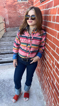 Rose Pink Serape Button Down Tasha Polizzi - Country Lace Boutique