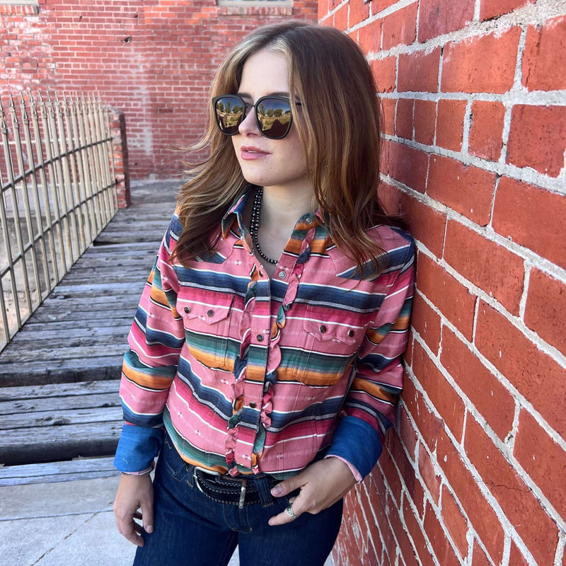 Rose Pink Serape Button Down Tasha Polizzi - Country Lace Boutique