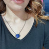 Round Blue Lapis With Ball Detail Sterling Silver Necklace - Country Lace Boutique