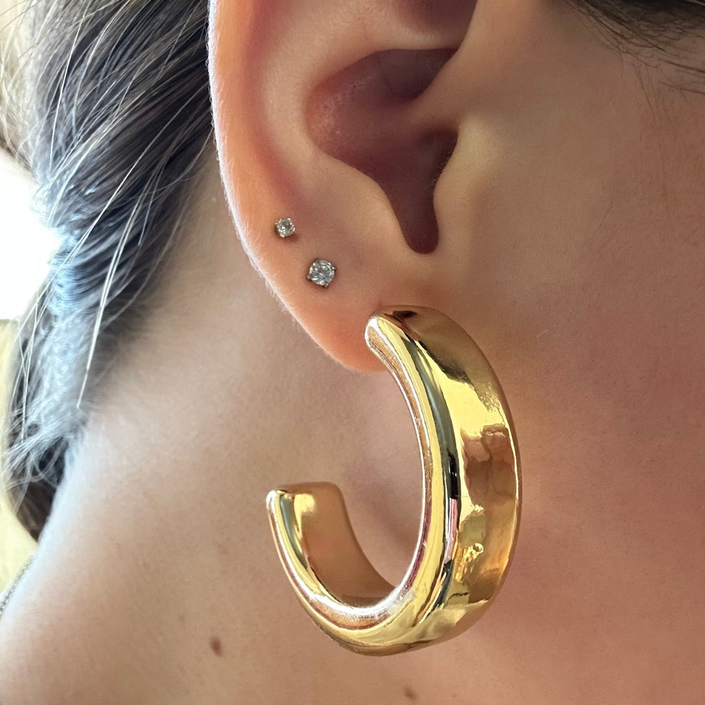 Round Bubble Gold Hoop Fashion Earrings - Country Lace Boutique