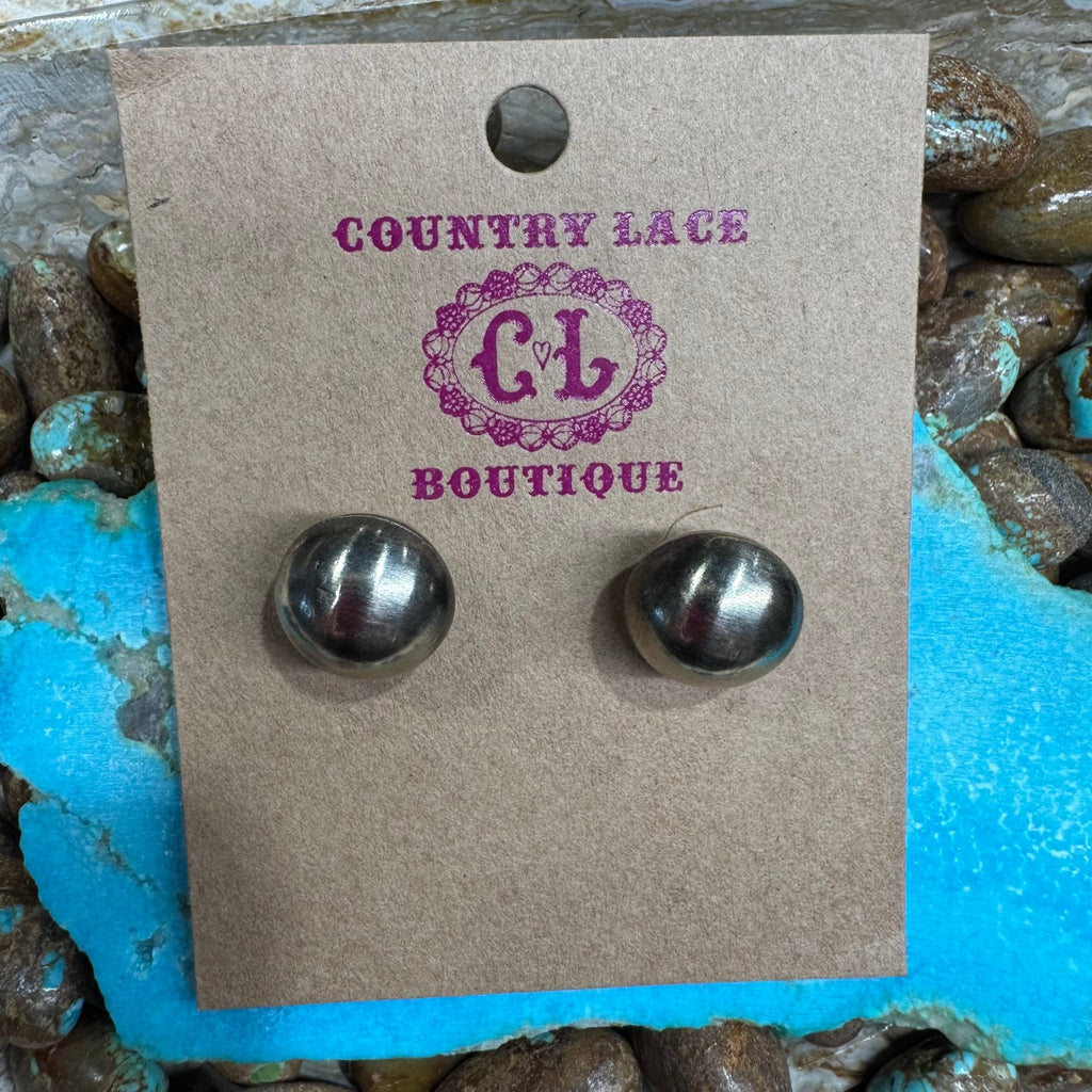 Round Disc Pearl Post Nickel Earring - Country Lace Boutique