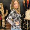 Round The Track Black Checkered Mesh Long sleeve Top - Country Lace Boutique