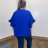 Royal Blue V Neck Short Ruffle Sleeves Top - Country Lace Boutique