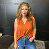 Rust V Neck Sleeveless Top - Country Lace Boutique