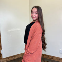 rustorangeribbedcardigan