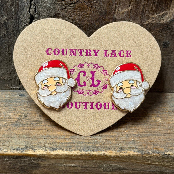 Santa Claus Stud Christmas Fashion Earrings - Country Lace Boutique
