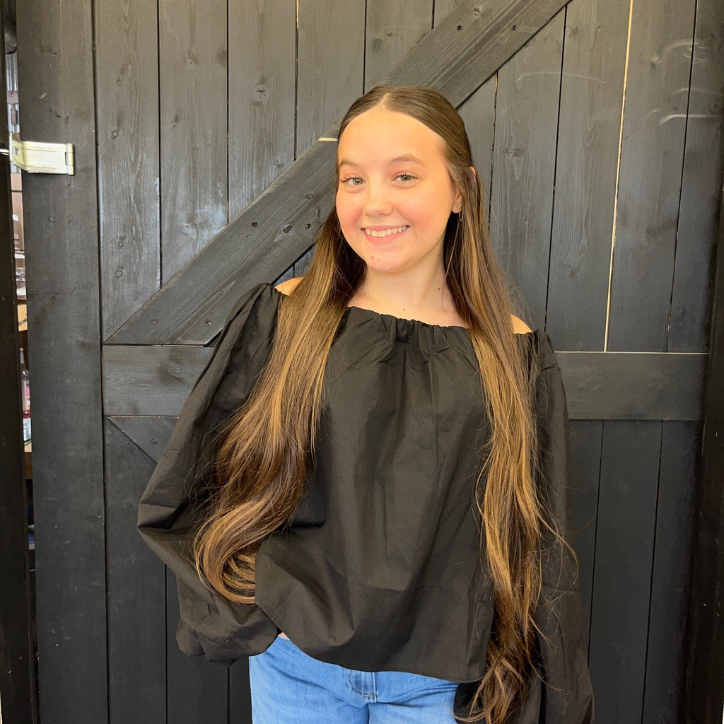 Sexy Black Off The Shoulder Bubble Sleeve Top - Country Lace Boutique