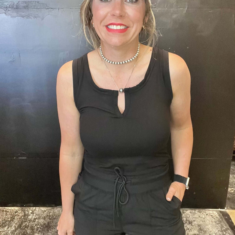 Sexy Black Tank Top Bodysuit size small - Country Lace Boutique