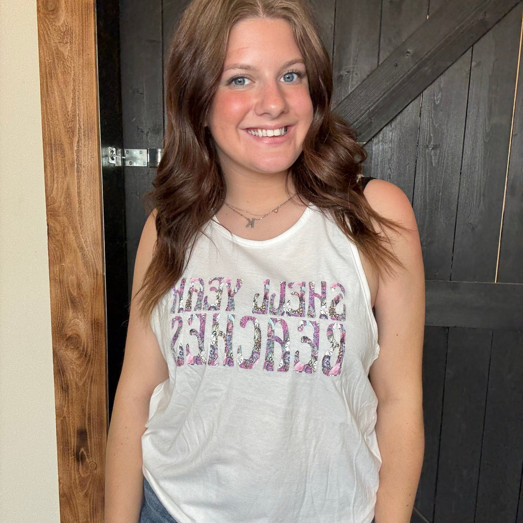 Shell Yeah Beaches White Tank Top / Large - Country Lace Boutique