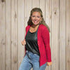 Short Red Snap Down Long Sleeve Soft Cardigan - Country Lace Boutique