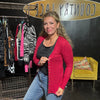 Short Red Snap Down Long Sleeve Soft Cardigan - Country Lace Boutique
