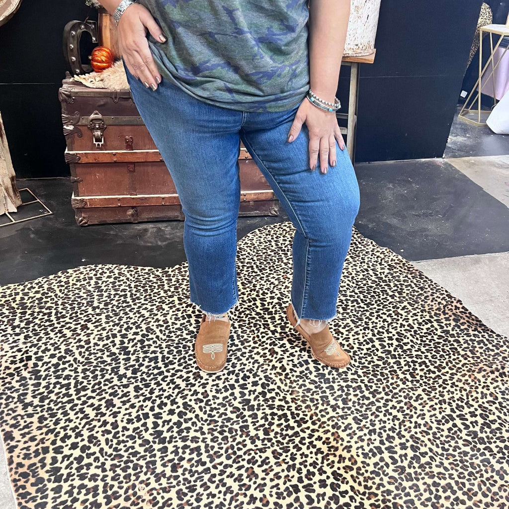 Shy Girl Medium Wash High Rise Crop Flare Daze Jeans - Country Lace Boutique