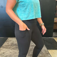 Silky Black Mono B Leggings w/Pockets - Country Lace Boutique