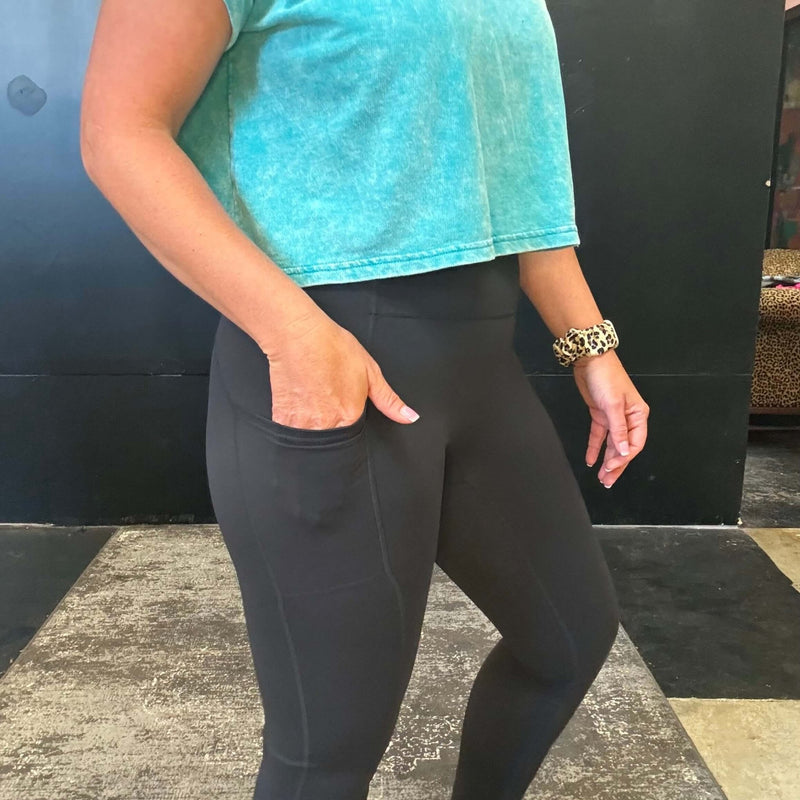 Silky Black Mono B Leggings w/Pockets - Country Lace Boutique