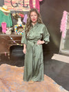 Silky Sage Gree 3/4 length sleeve Romper Jumpsuit - Country Lace Boutique
