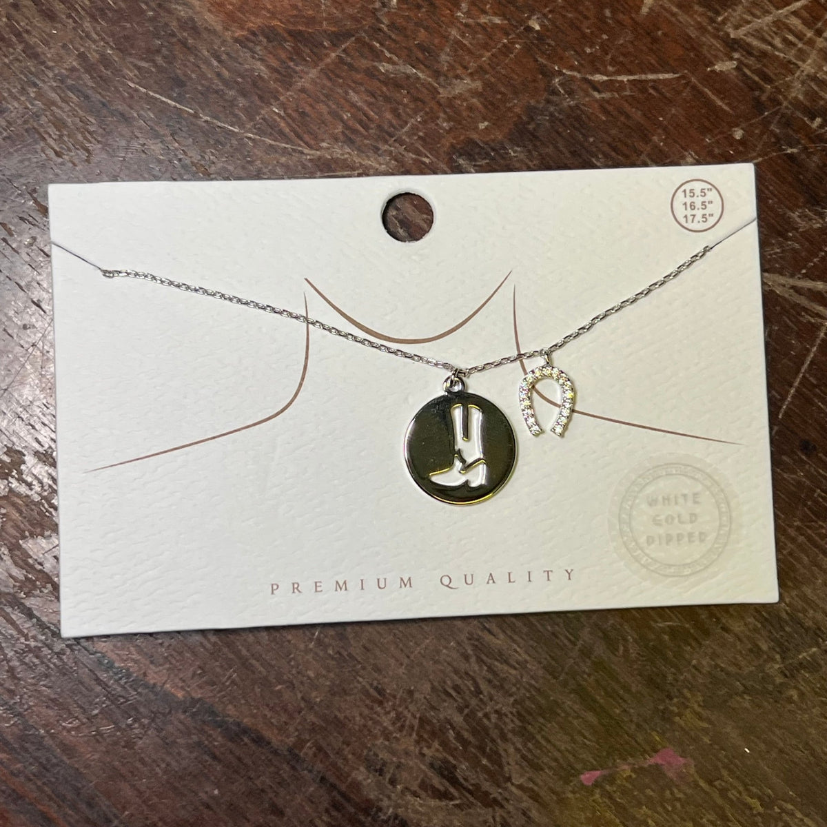 Silver Boot & Horse Shoe Fashion Necklace - Country Lace Boutique