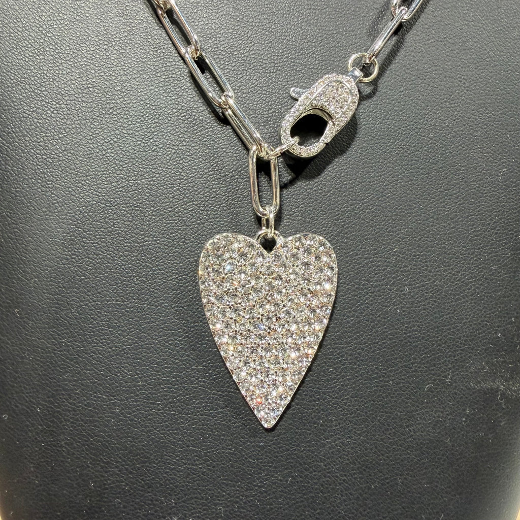 Silver Sparkle Heart Paper Clip with Fashion Necklace - Country Lace Boutique