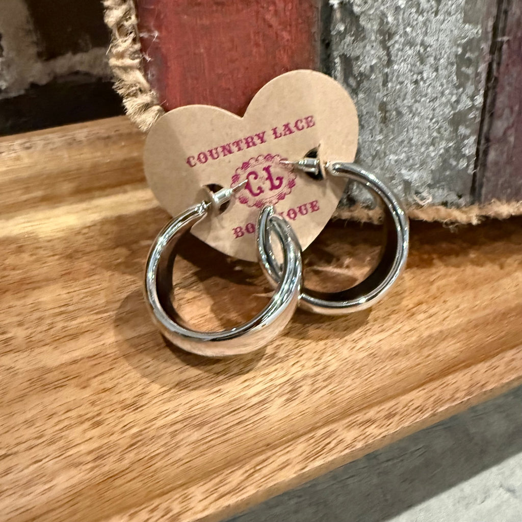 Silver Super Light Chunky Hoop Fashion Earrings - Country Lace Boutique