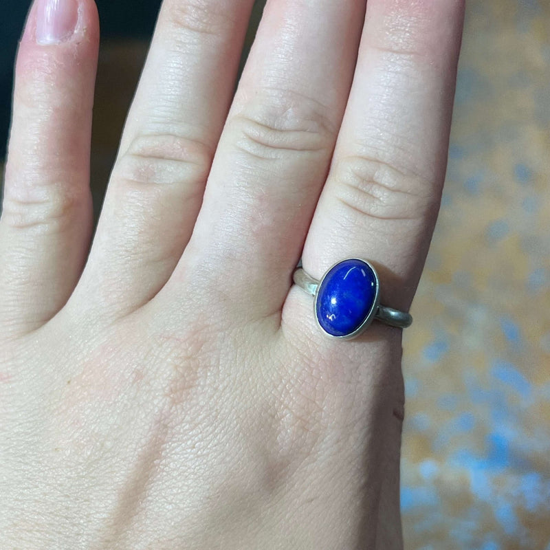 Simple Oval Lapis Sterling Silver Ring - Country Lace Boutique