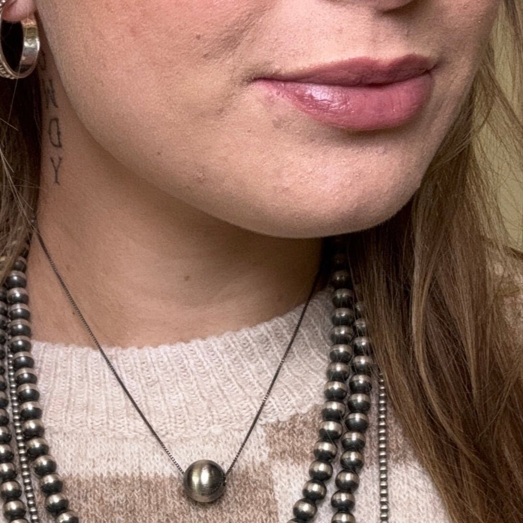 Single 14mm Sterling Silver Pearl Necklace - Country Lace Boutique