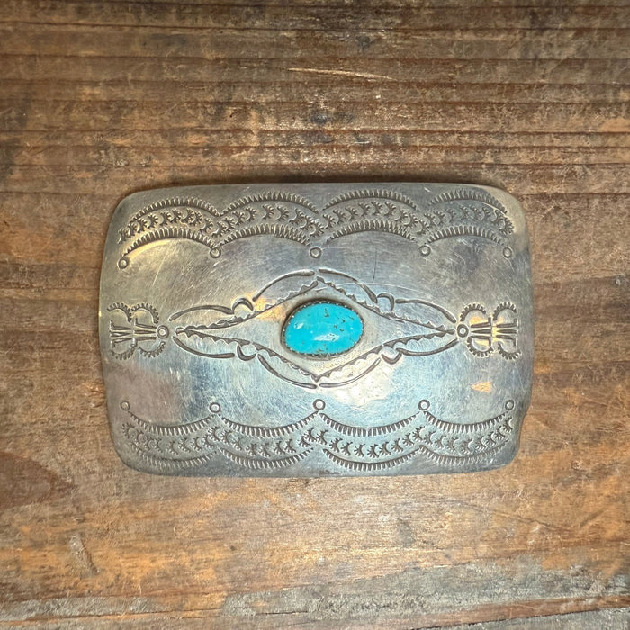Single Stone Stamped Sterling Silver Belt Buckle - Country Lace Boutique