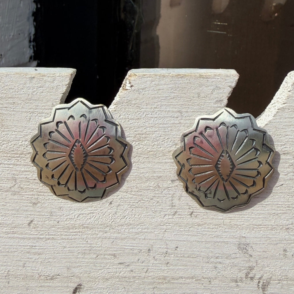 Small Sterling Silver Concho Earrings - Country Lace Boutique