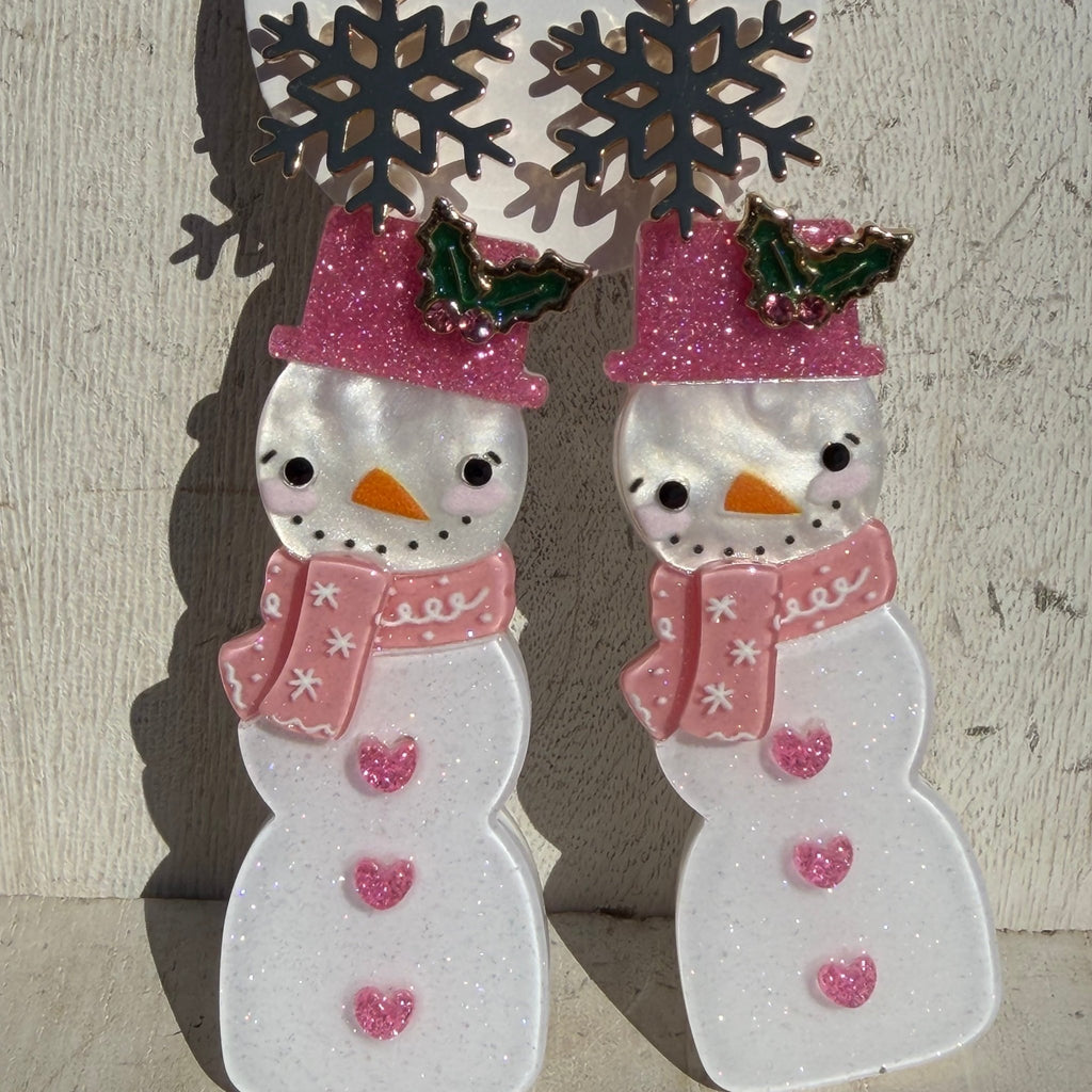Snowman & Snowflake Post Dangle Fashion Earrings - Country Lace Boutique