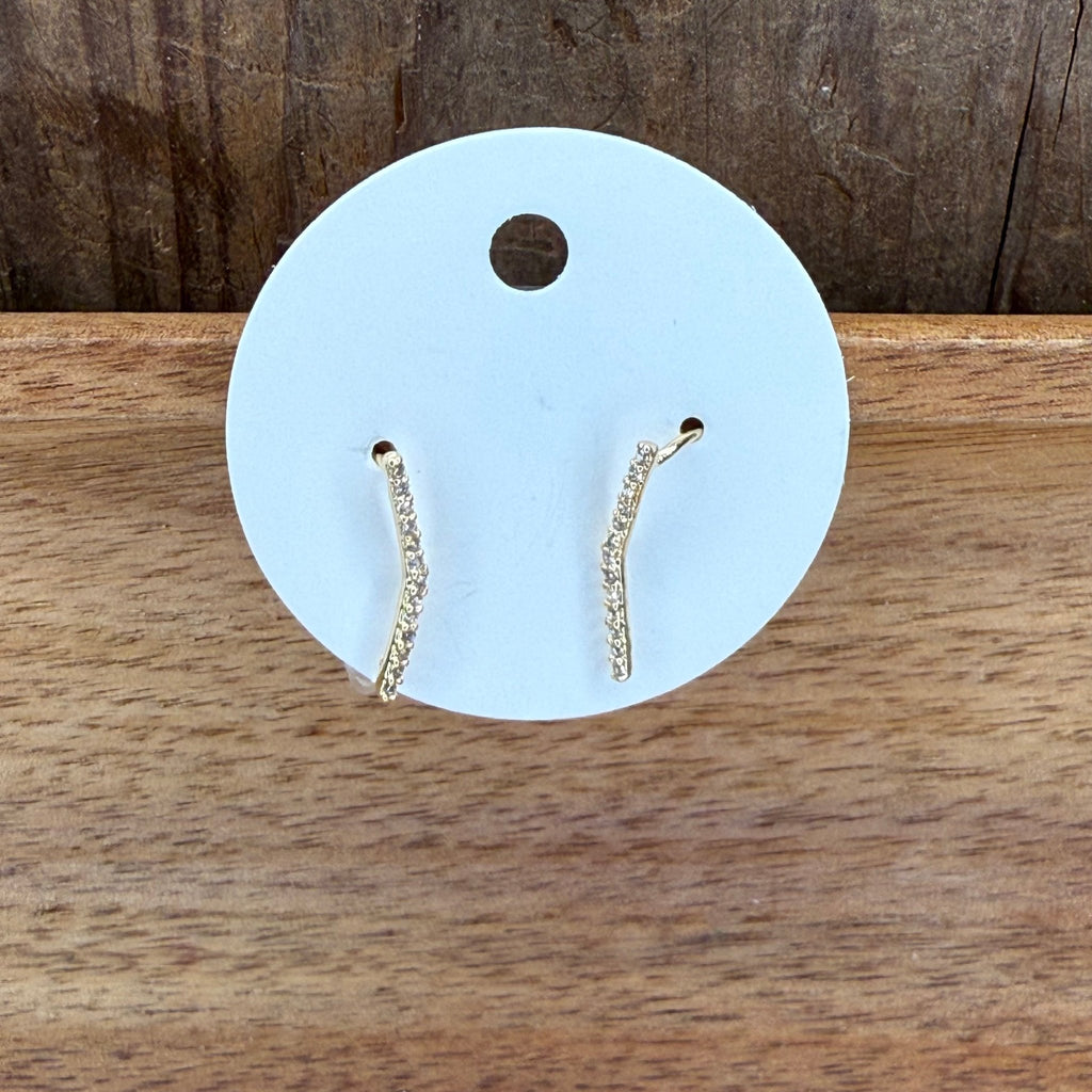 Sparkly Ear Crawler Gold French Hook Fashion Earring - Country Lace Boutique