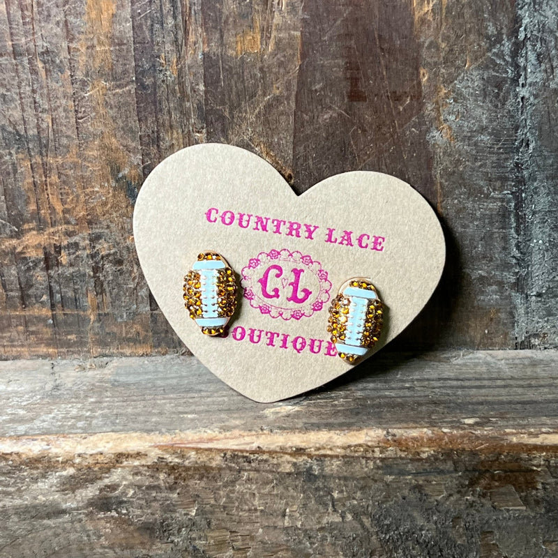 Sparkly Football Post Stud Fashion Earrings - Country Lace Boutique