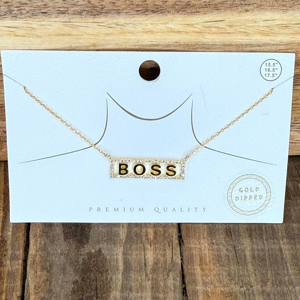 Sparkly Gold BOSS Fashion Necklace - Country Lace Boutique