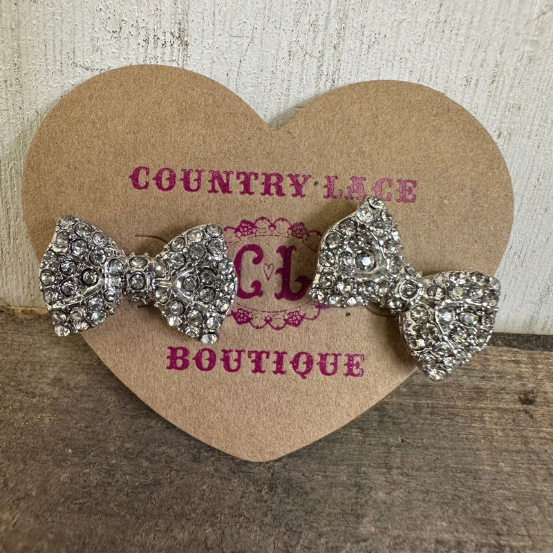 Sparkly Shiny Bow Stud Post Fashion Earrings - Country Lace Boutique