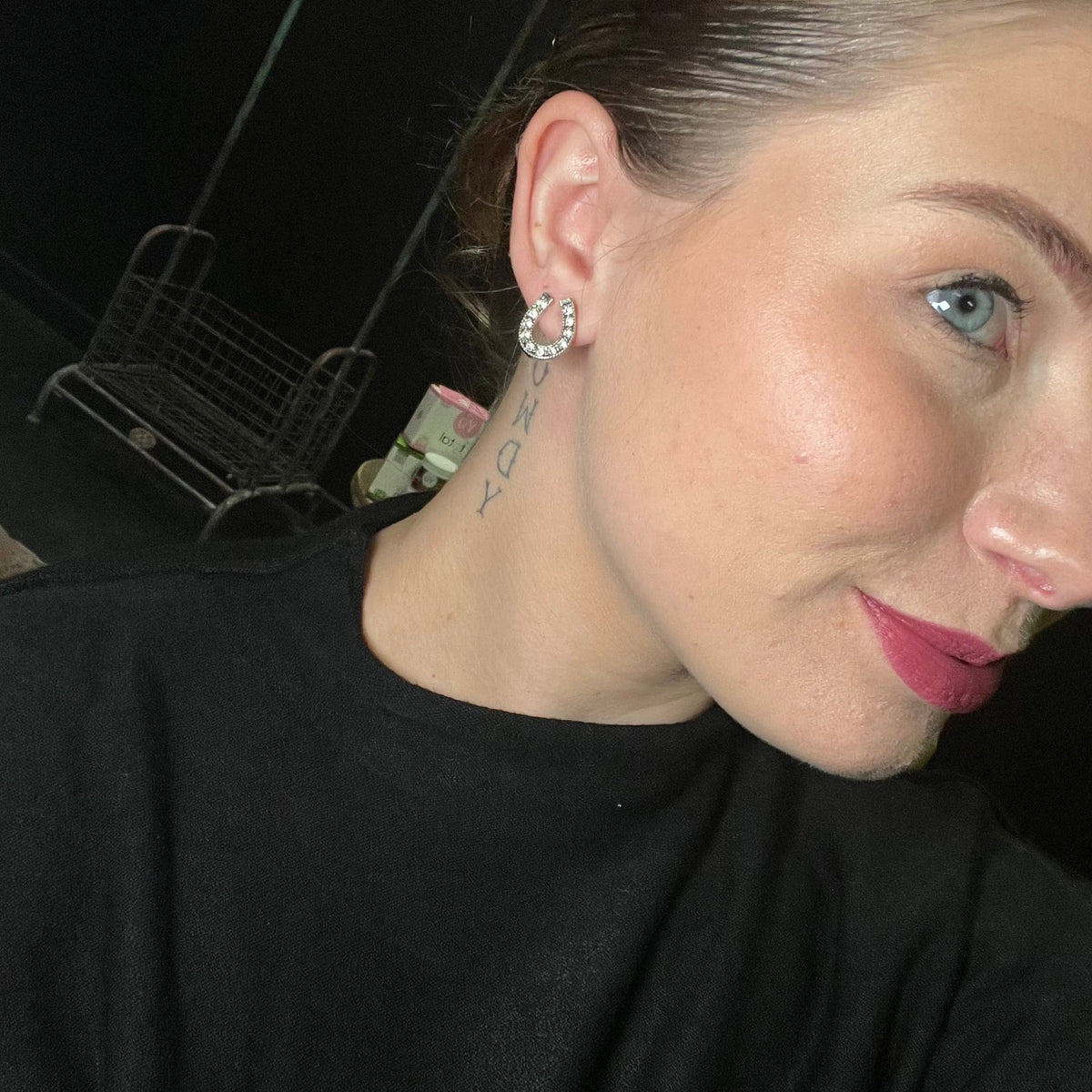 Sparkly Silver Horse Shoe Post Fashion Earrings - Country Lace Boutique