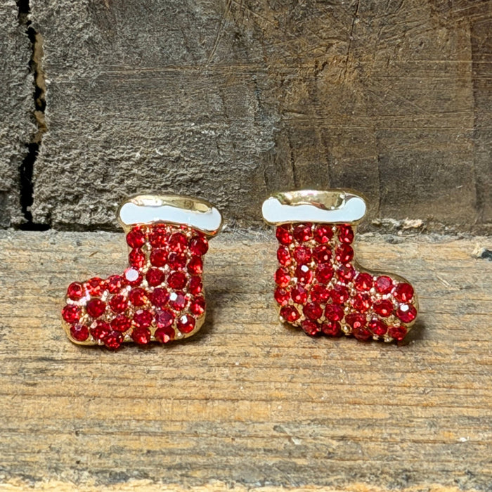 Sparkly Stocking Stud Christmas Fashion Earrings - Country Lace Boutique