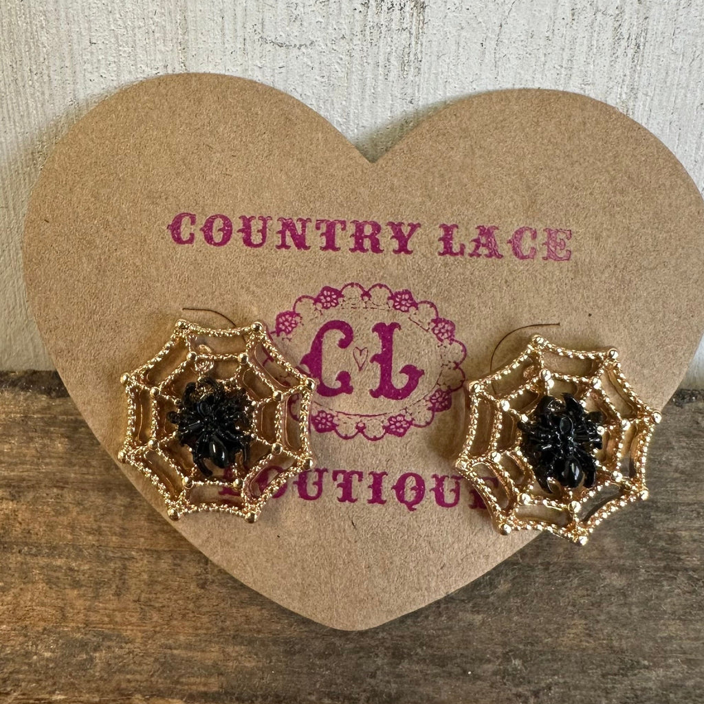 Spider Web Post Stud Fashion Earrings - Country Lace Boutique
